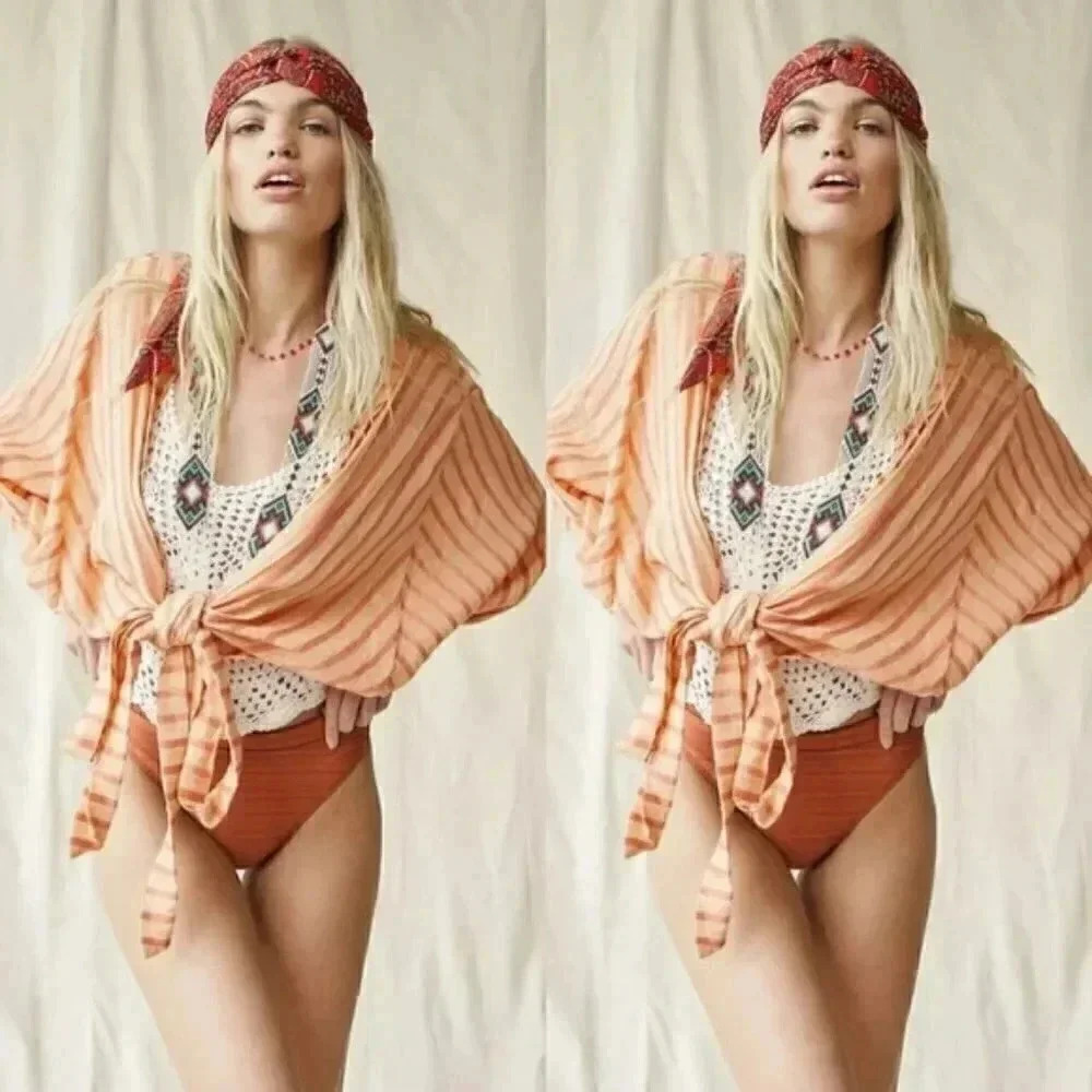 Free People Kimono Bow & Arrow Tie Front